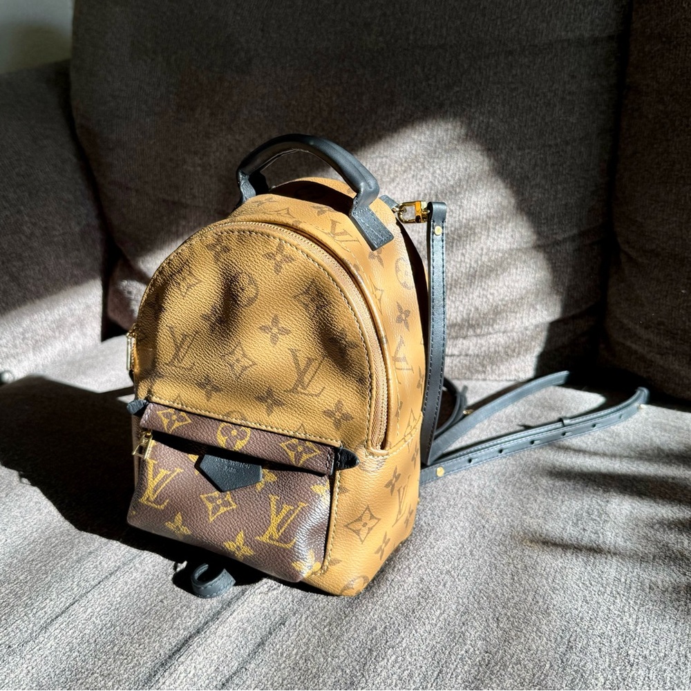 Louis Vuitton Palm Springs Mini Backpack Reverse Monogram Canvas Brown Khaki